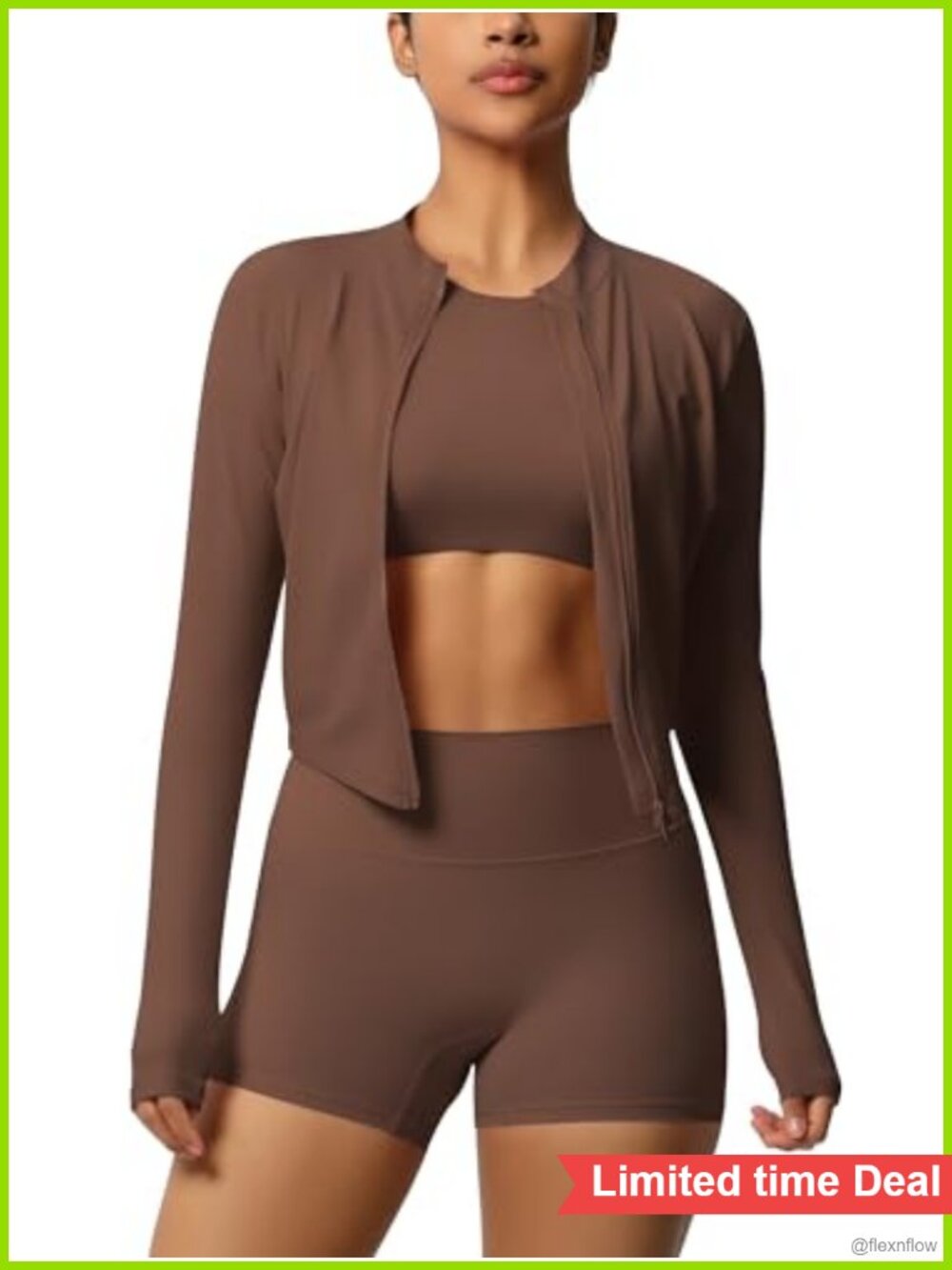 3 Piece Workout Set Nylon High Waisted Seamless Shorts Crop Jacket